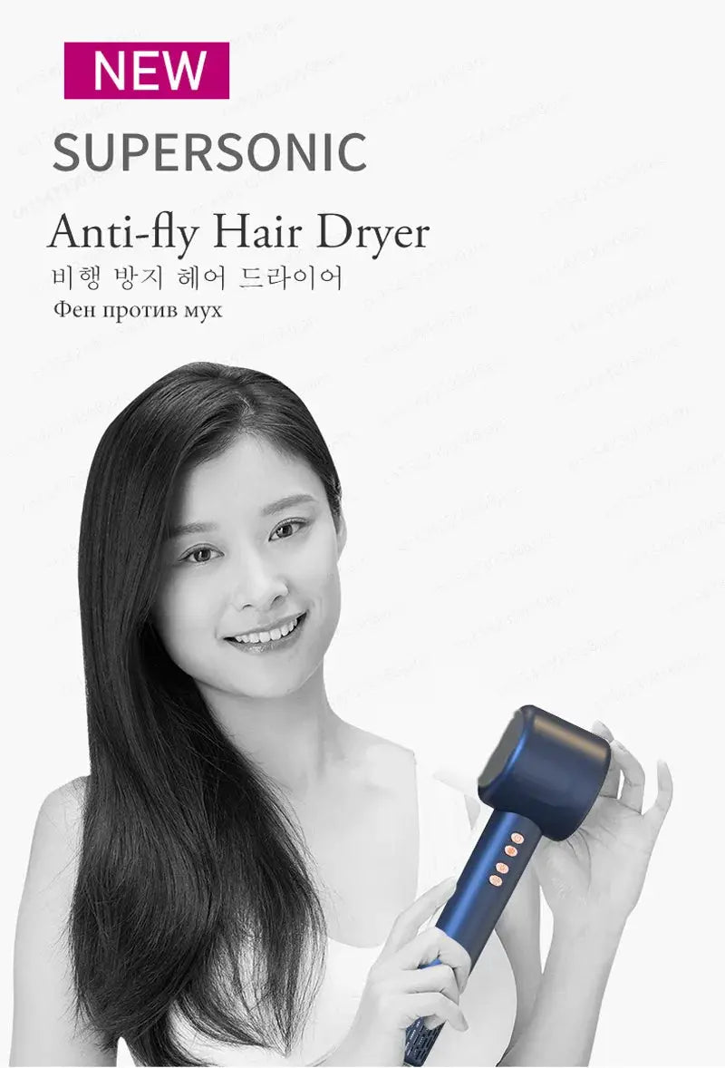 Simples Market Super Hair Dryer 220V blue handheld negative-ion dryer with control buttons