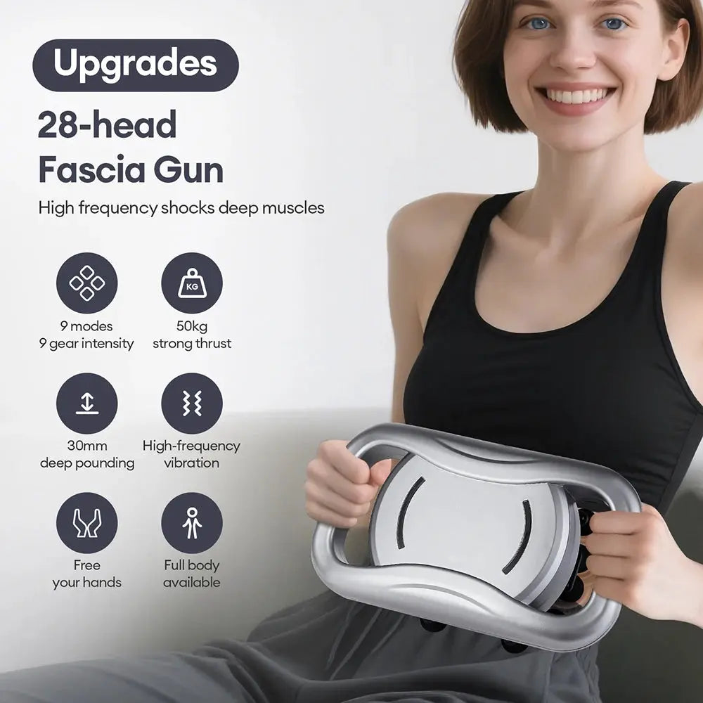 30-Head Body Massage Gun by Simples Market, gray handheld fascia massager