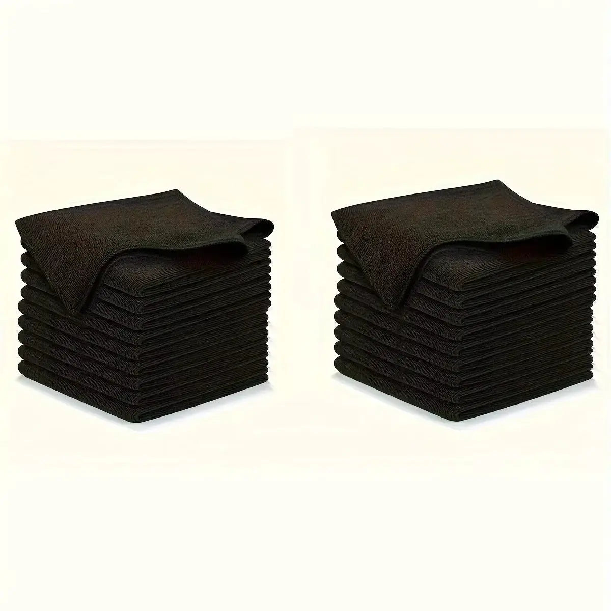 Kitchen towel set, two stacks of dark gray ultra-fine fiber cleaning cloths, absorbent and soft.