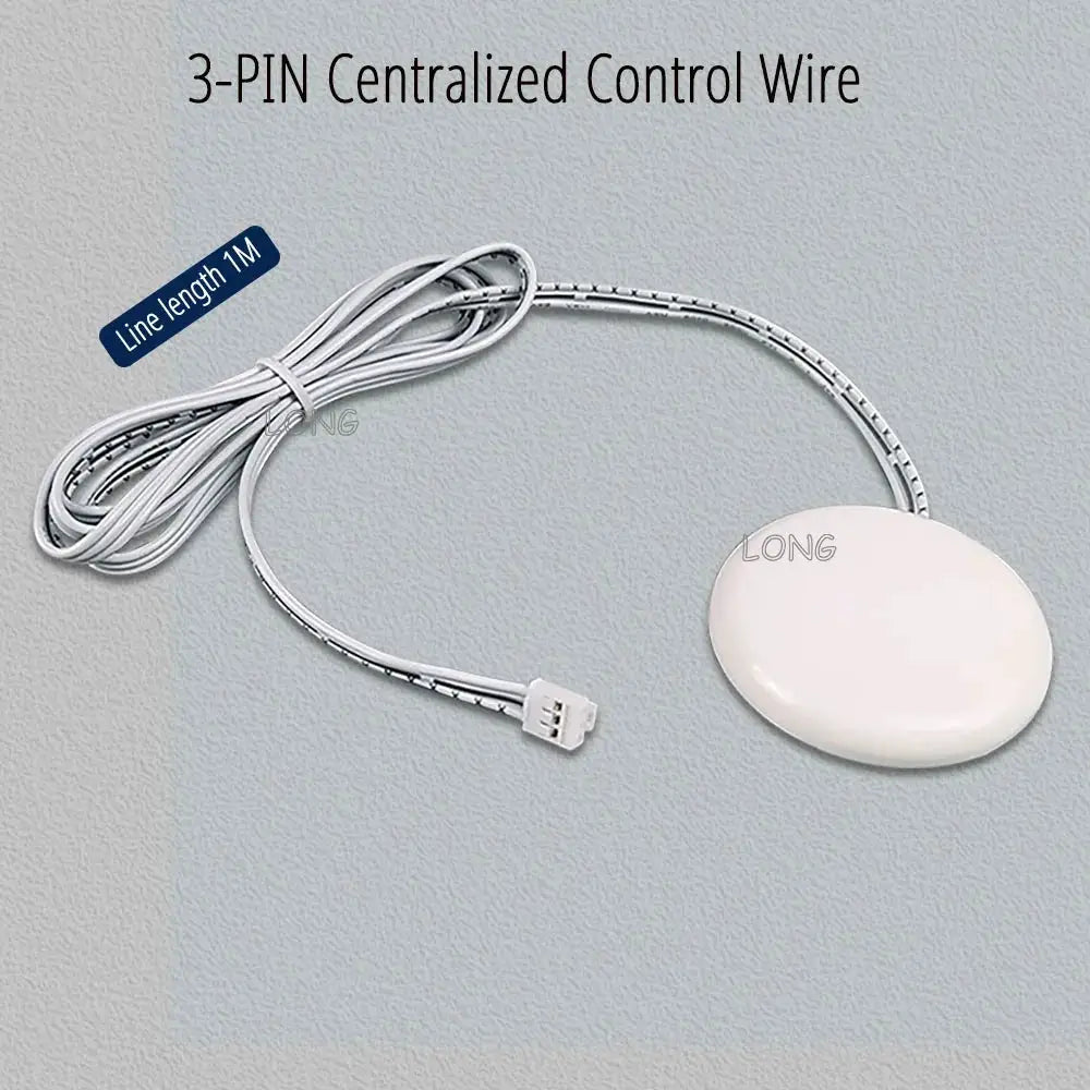 Simples Market round white touch dimming switch for cabinet LED lights; 3-pin control wire, 1m lead