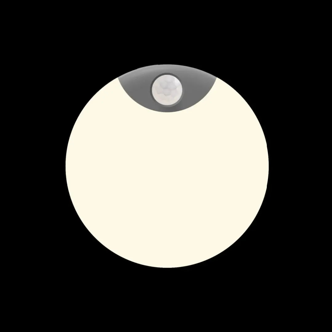 Round motion-sensor LED light disk with dark gray top by Simples Market