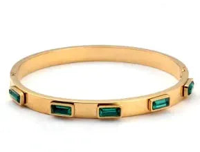 Geometric Stainless Steel Cuff Bracelet For Women With Adjustable Fit And Gold Color Plating