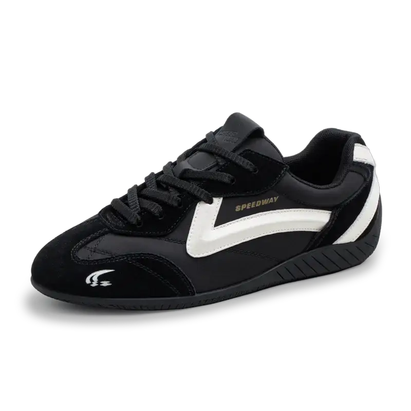 Maden unisex casual sneakers, black with white side stripe, lace-up Simples Market shoes