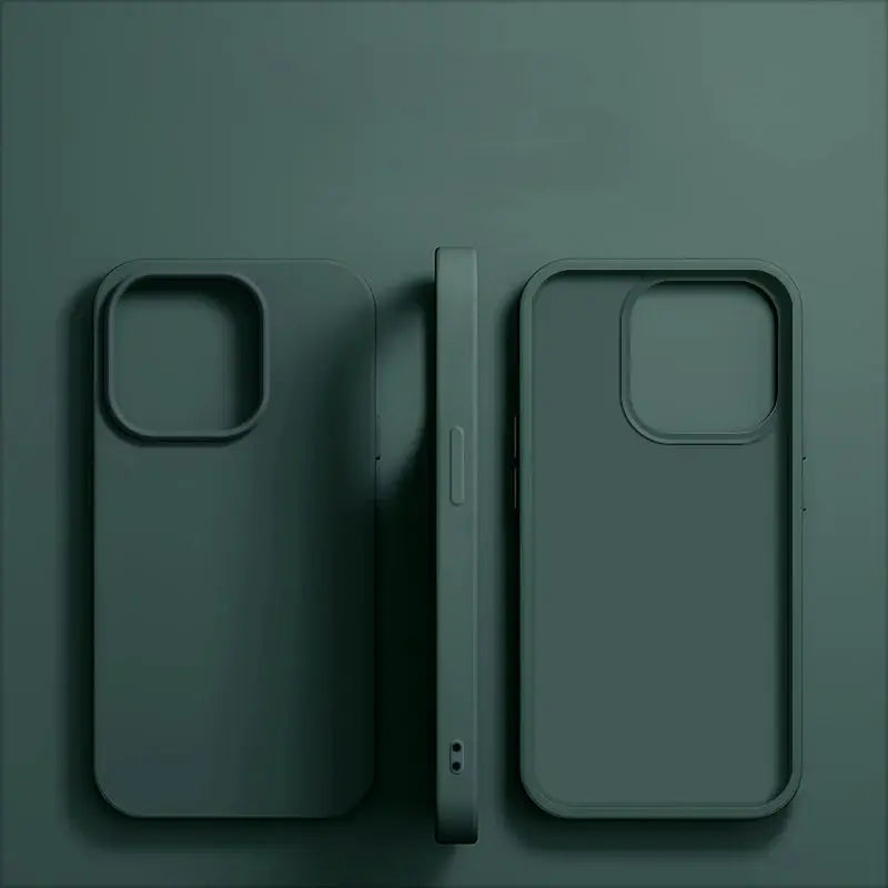 Simples Market luxury liquid silicone phone case for Apple iPhone, dark green, shockproof protector, 2-pack
