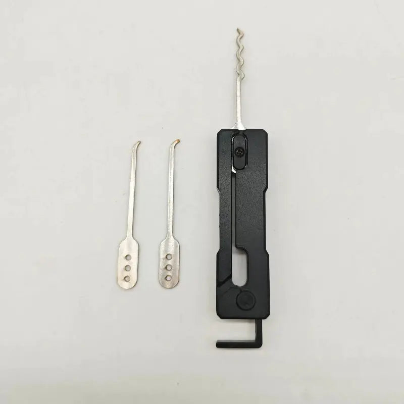 Grav Pick multi-tool set from Simples Market with black quick-flip tool and 2 stainless steel picks