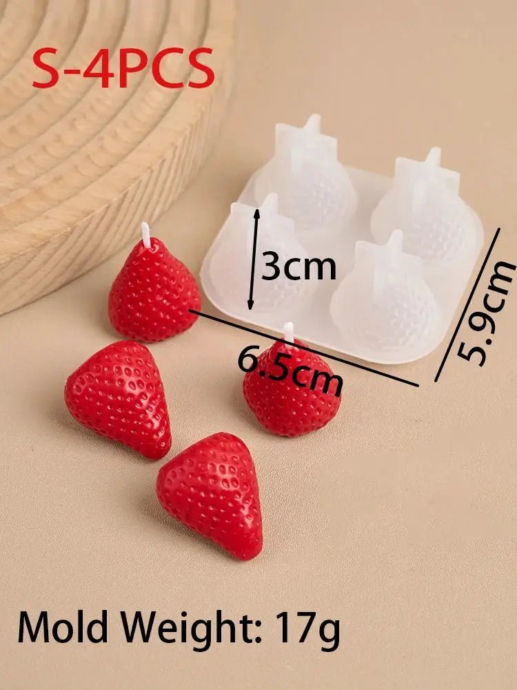 3D Strawberry Aromatherapy Candle Silicone Mold DIY Handmade Romantic Scented For Valentines Day Party Home Decor Gift - Simples Market