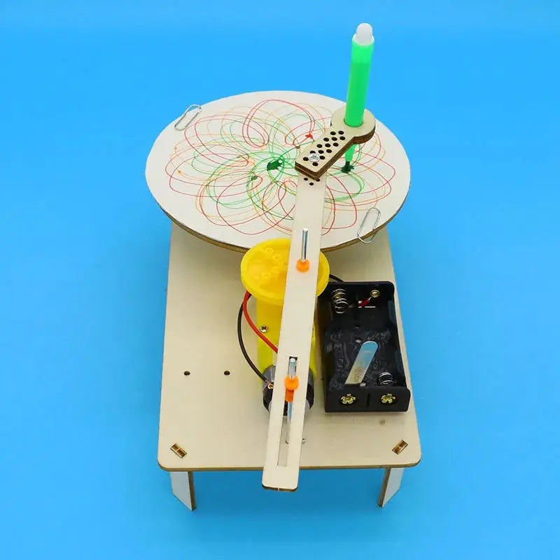 DIY Creative Wooden Electric Plotter Drawing Robot STEM Kit for Kids Automatic Painting Science Electronics