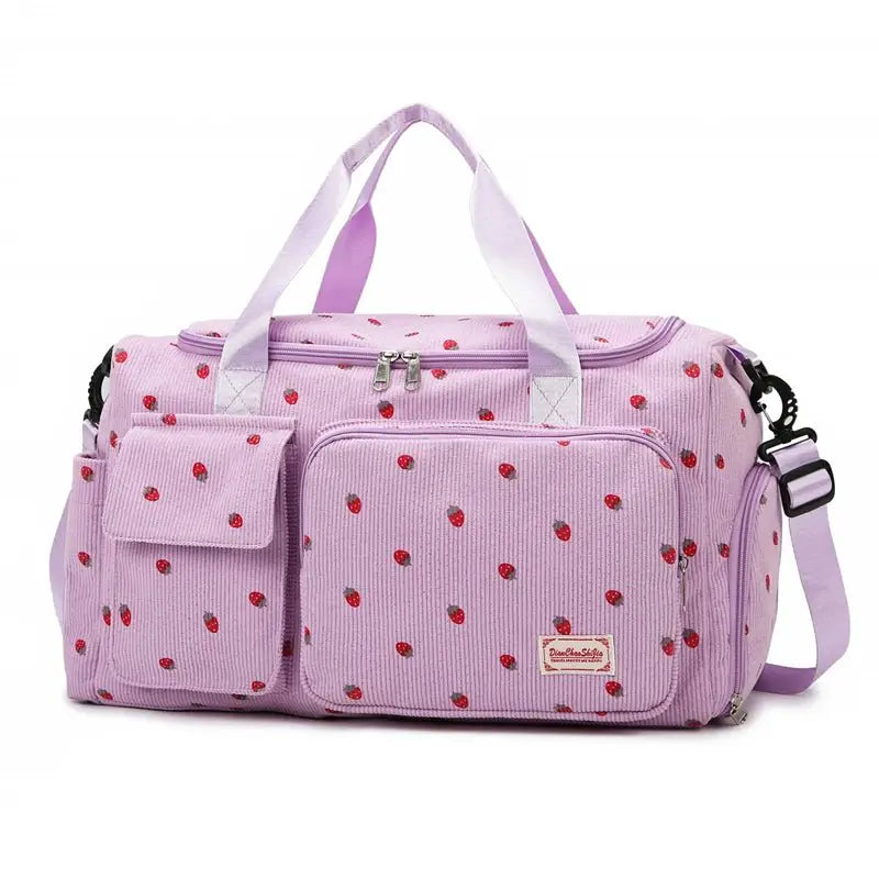 Corduroy Travel Tote Duffle Bag with Shoe Compartment - Simples Market