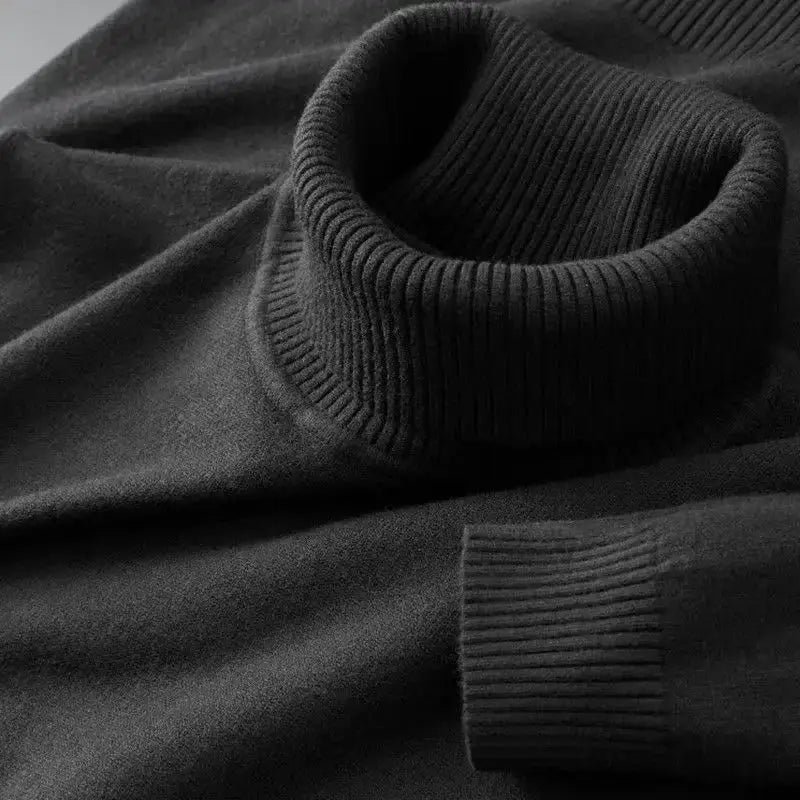 Mens Knitted Sweater Solid Color Turtleneck Pullover Breathable Warm Outdoor Streetwear For Autumn And Business Tops