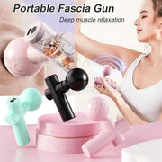 Simples Market Mini Massage Gun Fascia Machine; portable vibrating muscle relief device with pink and mint green colors