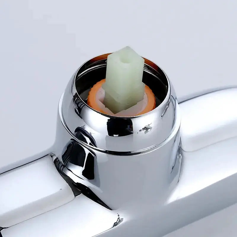 Chrome faucet cap cover 35/40mm with green plastic insert and orange gasket