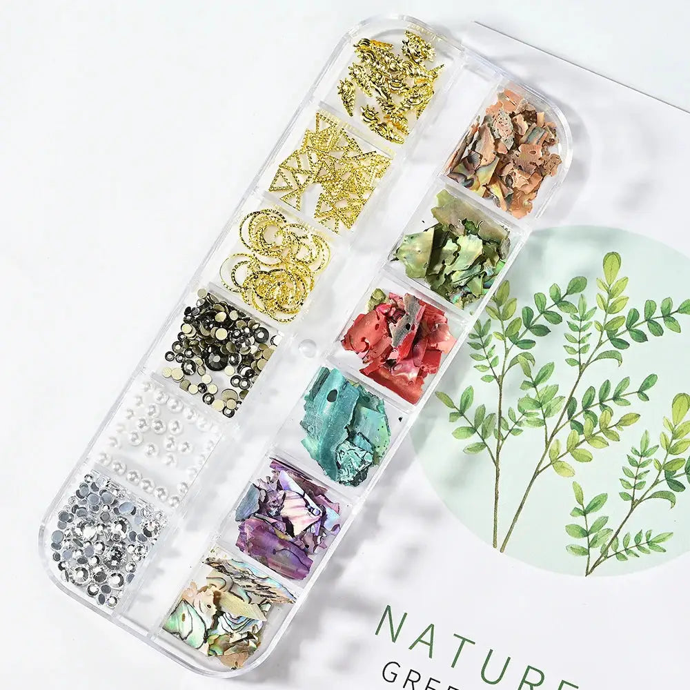 Aurora Abalone Shell Flakes Nail Charms 3D Irregular Slice Sequins Iridescent Natural Shell Shimmers For Nail Art