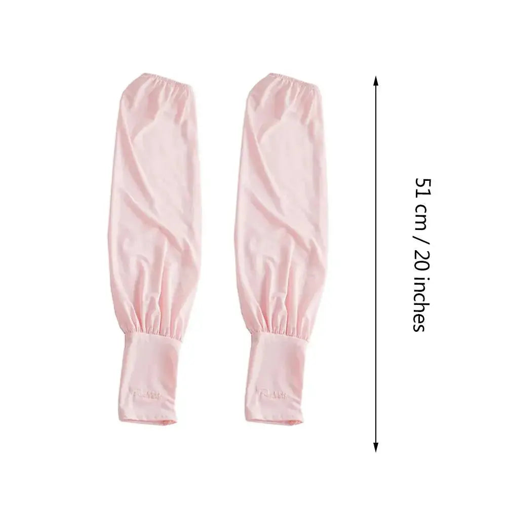 Summer Ice Silk Arm Sleeves for Women UV Protection Long Length Breathable Driving Sun Shield