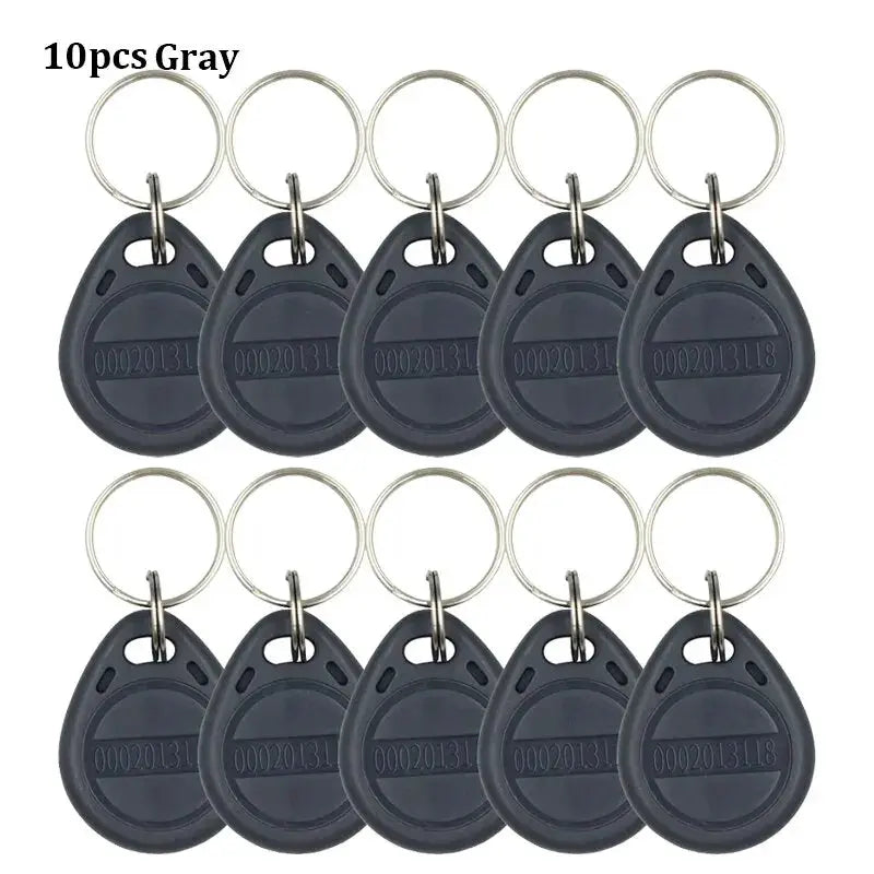RFID keyfobs gray EM4100 125KHz, 10pcs with metal rings Simples Market