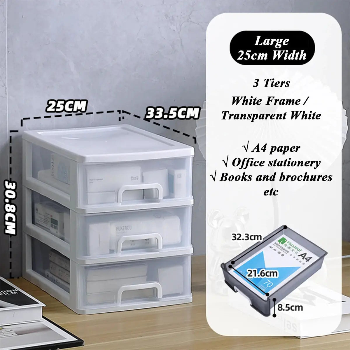 Clear Desktop Storage Box With Drawer Heightened Table Organizer Plastic Office Cabinet For Stationery Cosmetics
