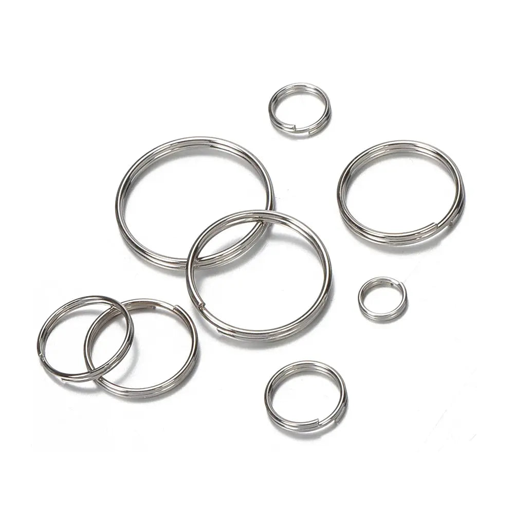 50 Pieces Key Ring Connectors For DIY Keychain Making Findings Rhodium Plated Iron Alloy Round
