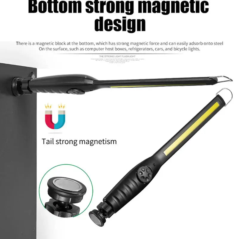 PulseLite Portable COB Work Light With Magnetic Rechargeable LED Flashlight And Stepless Dimming 700 Lumens
