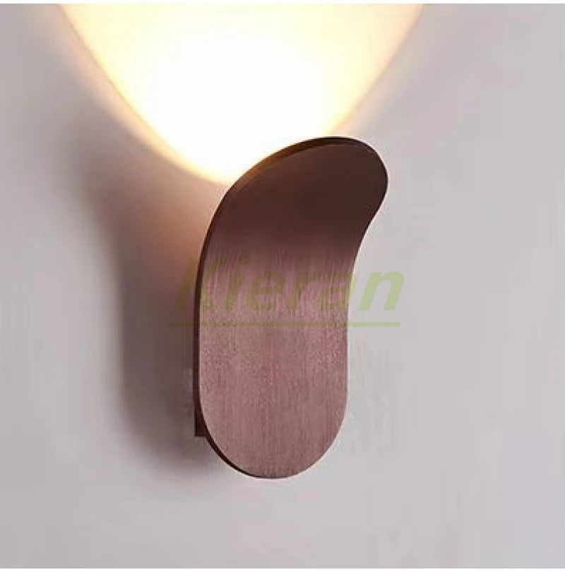 Nordic modern skateboard LED wall lamp, wooden curved wall sconce with warm light