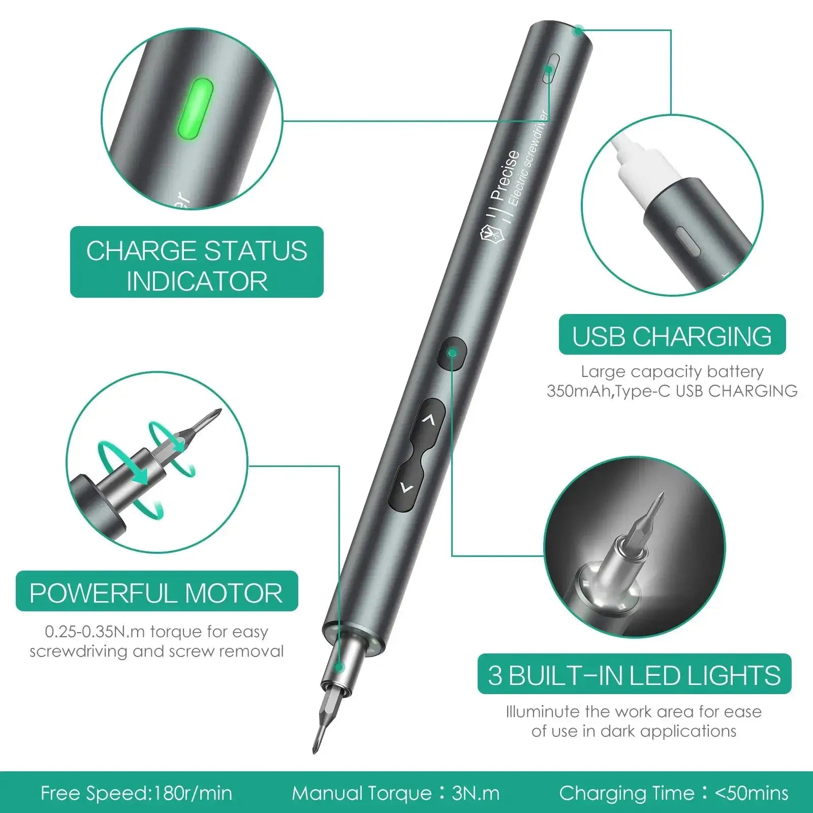 6 In 1 Precision Electric Screwdriver Set Cordless Rechargeable Magnetic Bits For Xiaomi Mobile Phone Repair