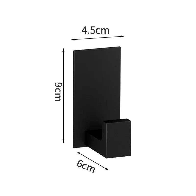 Black bathroom hardware set with wall-mount robe hook by Simples Market