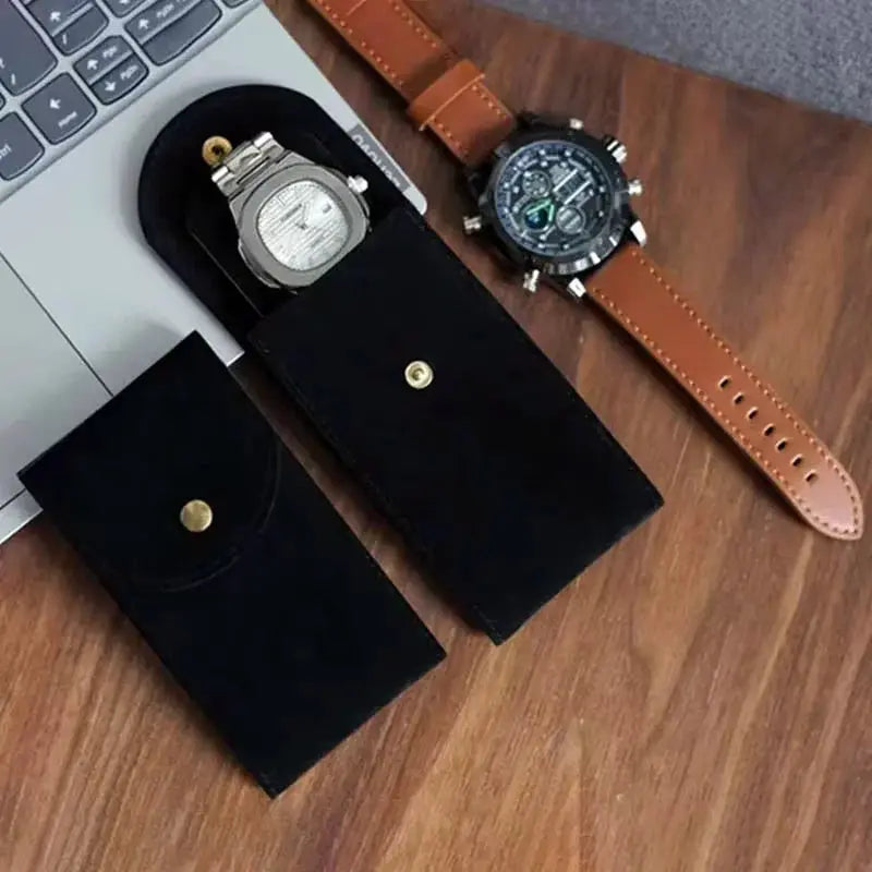 Embers Travel Watch Bag With Flannelette Velvet Interior And Copper Buckle Durable Portable Case