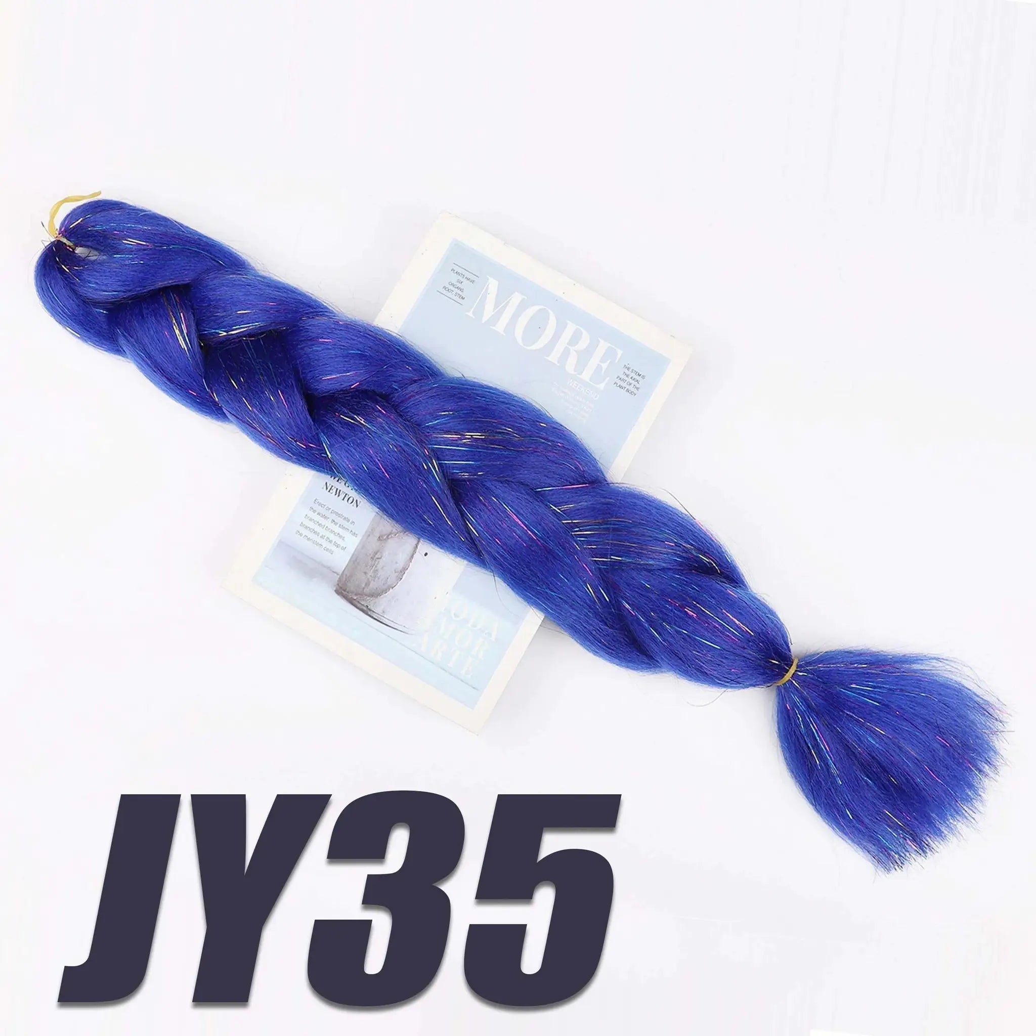 Simples Market crochet hair blue synthetic Kanekalon jumbo braid extensions with metallic pink/gold streaks