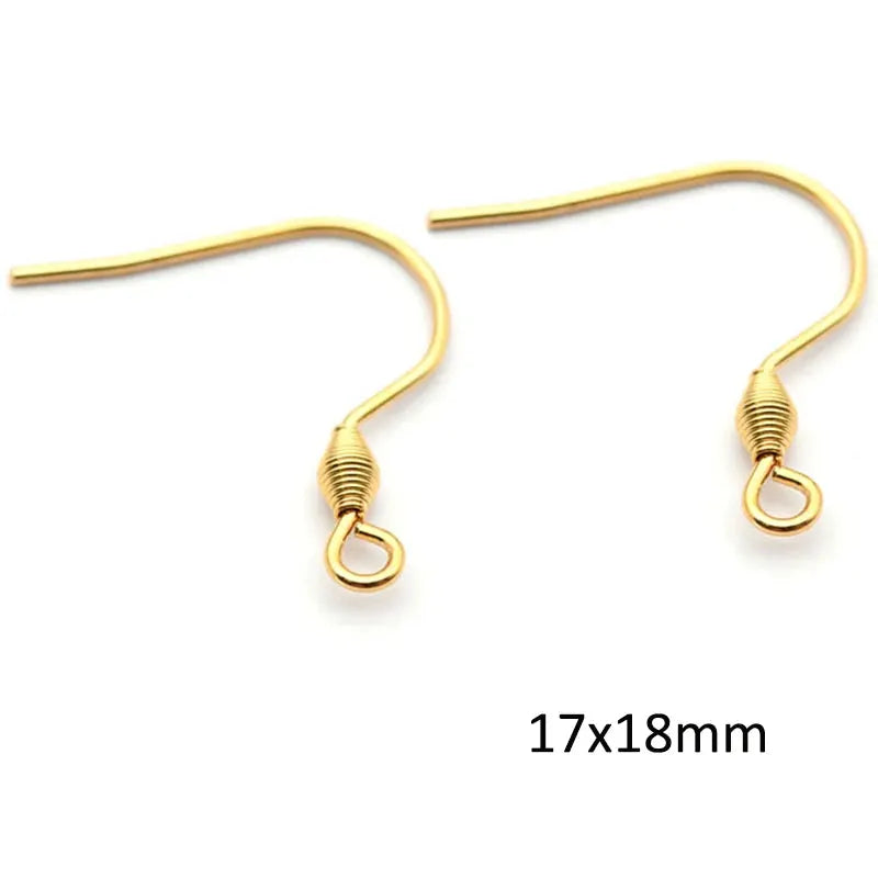 Gold-tone stainless steel earwire hooks for earrings, 17x18mm, pair