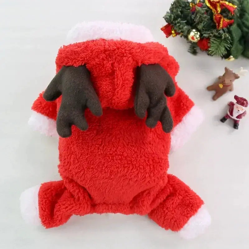 Dog Christmas Clothes Winter Warm Coat Hoodie For Small To Medium Dogs And Cats Elk And Santa Claus Prints Costume
