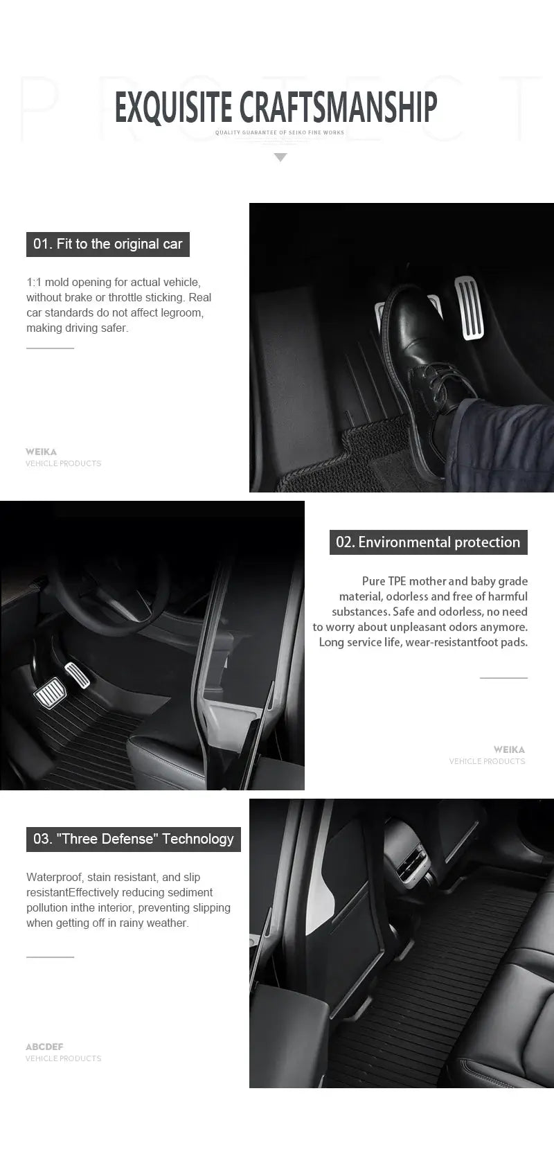 Tesla Model Y 2025+ floor mats set in black TPE by Simples Market, includes front mats and trunk mats