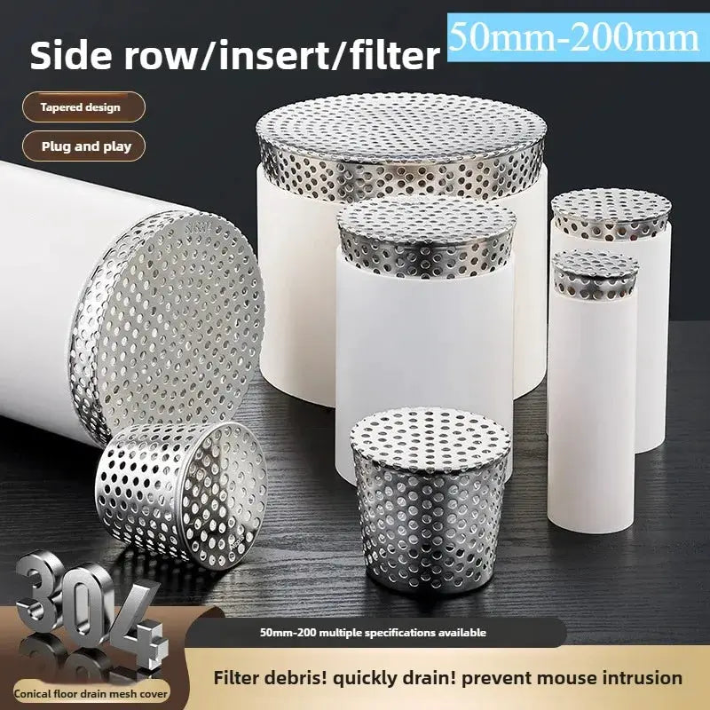 Floor drain insert by Simples Market; 304 stainless steel wall-side perforated caps for outdoor terrace drainage 50–200mm