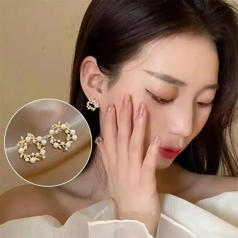 925 Silver Needle Heart Earrings For Women Korean Fashion Crystal Jewelry 2026 Trending Luxury Hoop Earrings