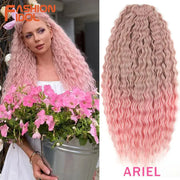 Ariel Curl water-wave crochet braiding hair in pink ombre, 22in synthetic extension by Simples Market
