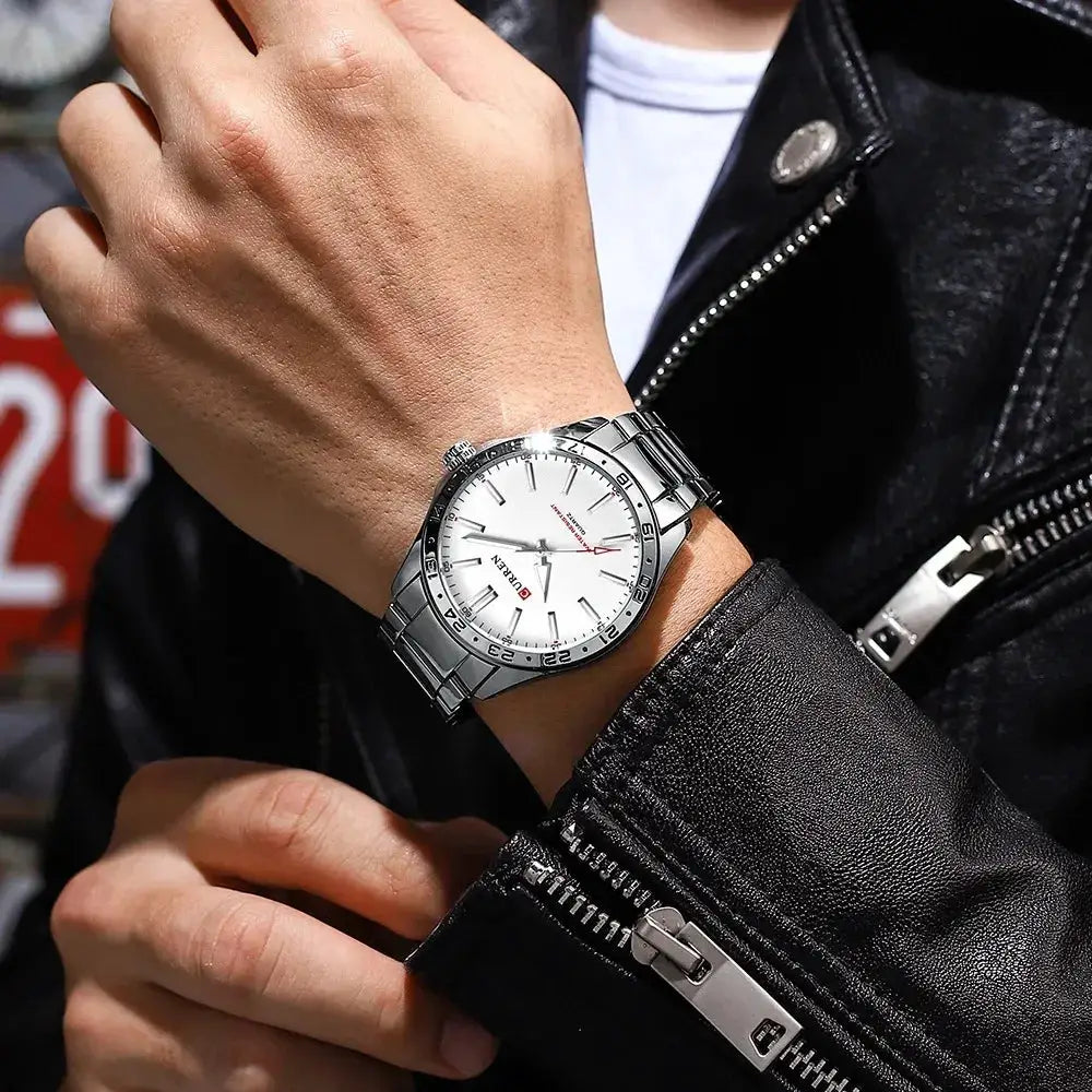 Curren 8452 Ultra Thin Quartz Watch For Men Minimalist Stainless Steel Wristwatch For Everyday Style