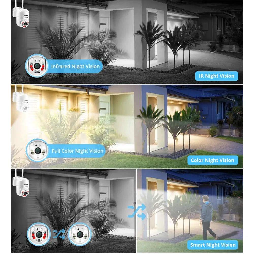 Simples Market 4MP PTZ WiFi IP camera with 4X digital zoom, outdoor surveillance, infrared/full-color night vision.