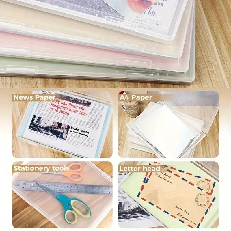 Simples Market A4 plastic storage containers with lids, 4/8-pack, transparent, for documents, stationery and gifts