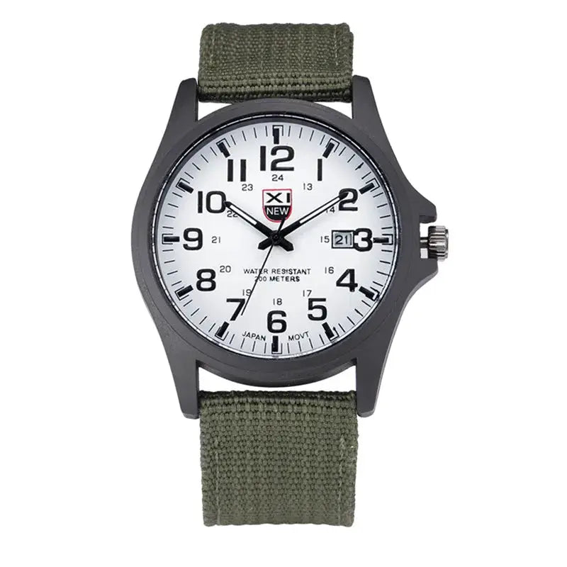 XINEW Mens Nylon Band Quartz Sports Watch With Date Display Casual Everyday Timepiece