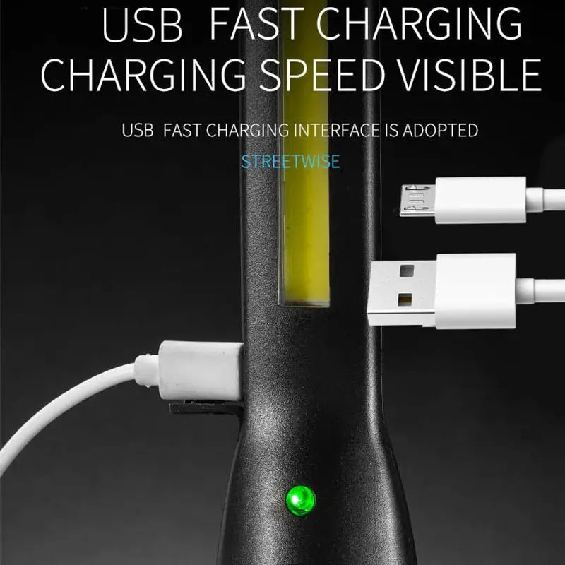 PulseLite Portable COB Work Light With Magnetic Rechargeable LED Flashlight And Stepless Dimming 700 Lumens
