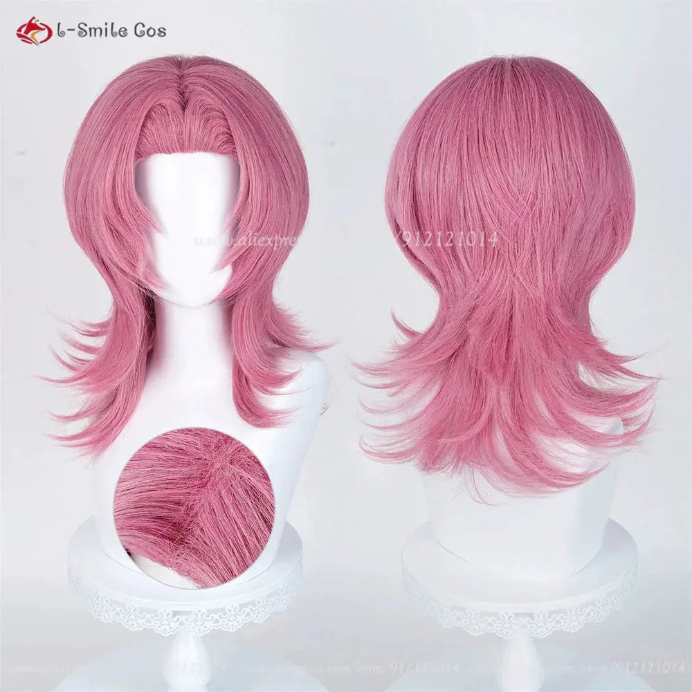 Anime cosplay wig Simples Market, pink heat-resistant synthetic hair, unisex style.