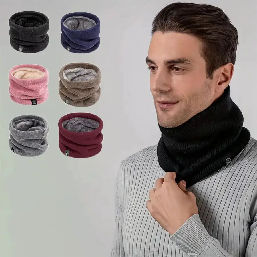Unisex Winter Knitted Neck Warmer Thick Plush Warm Scarf Windproof Outdoor Skiing Running Hiking Neck Cover