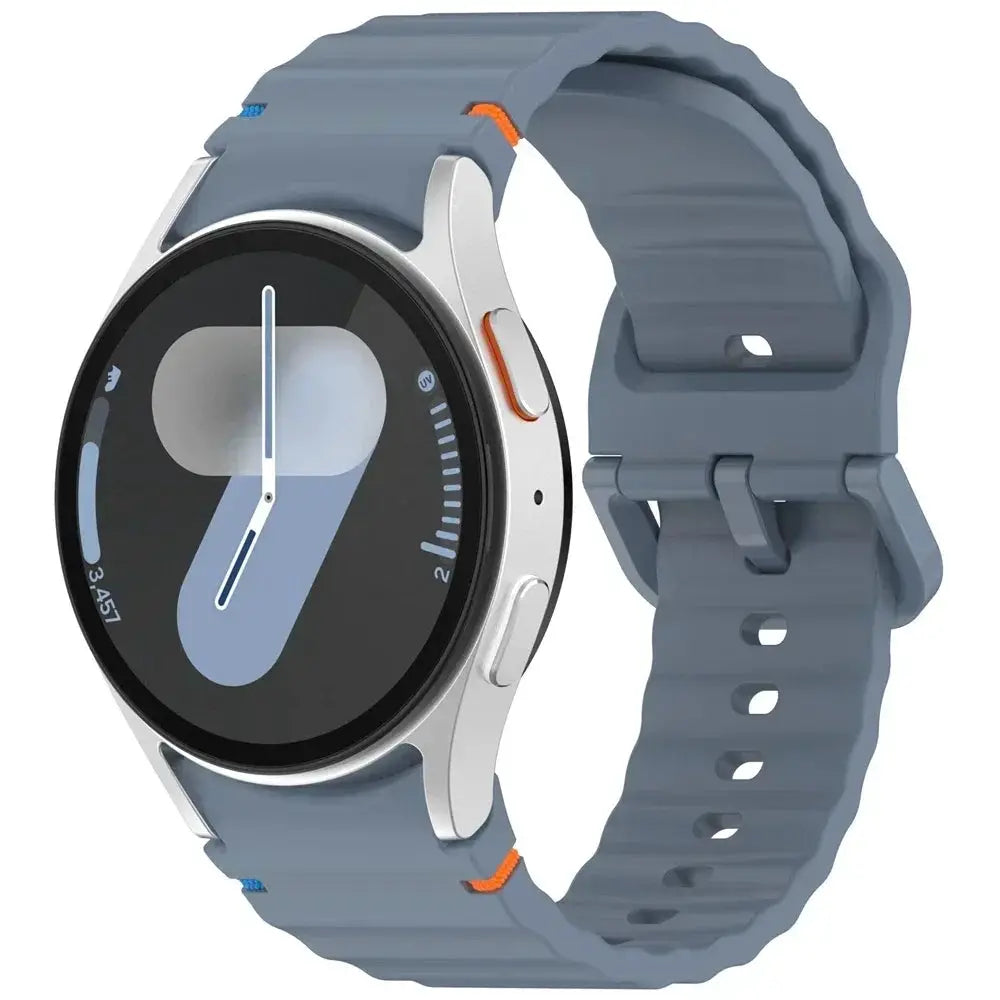 Samsung Galaxy Watch silicone strap for 40/44mm by Simples Market, blue-gray with orange accents