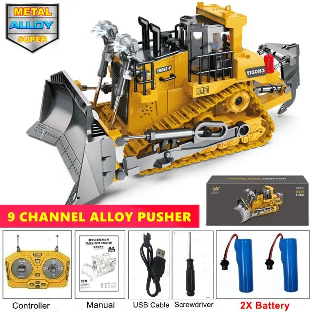 4WD Remote Control Excavator And Bulldozer Set 4x4 Alloy Dump Truck RC Car Construction Vehicle Toy For Kids