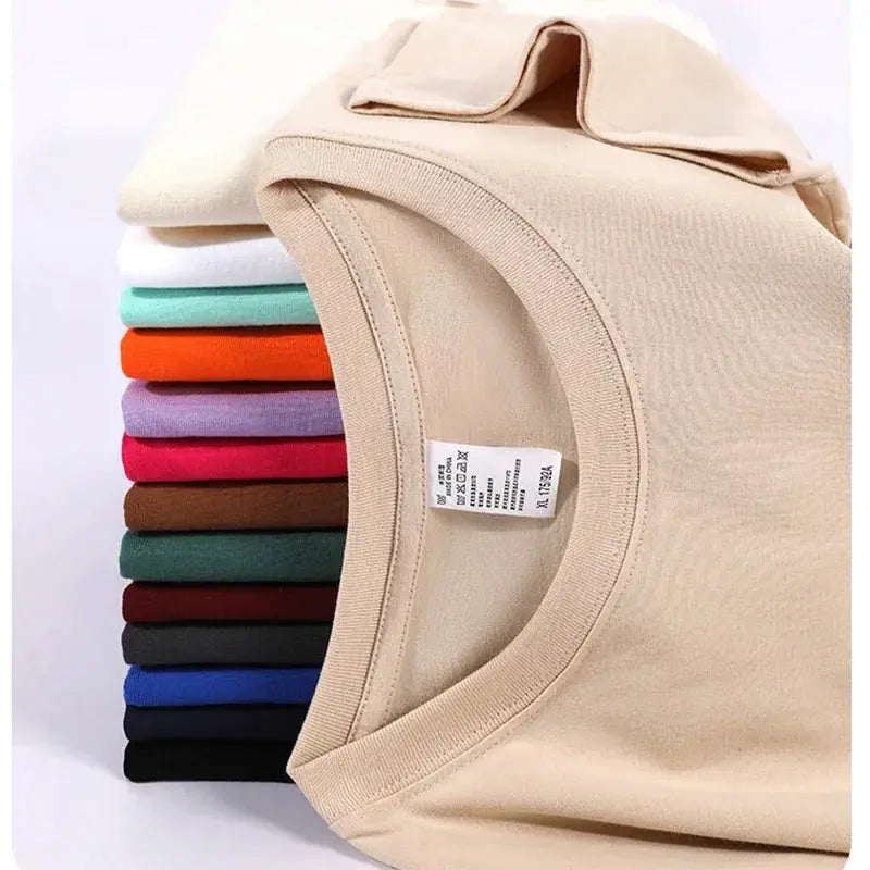 One Hundred Percent Cotton Unisex Short Sleeve T Shirt Loose Fit Crew Neck Solid Color Top For Men And Women