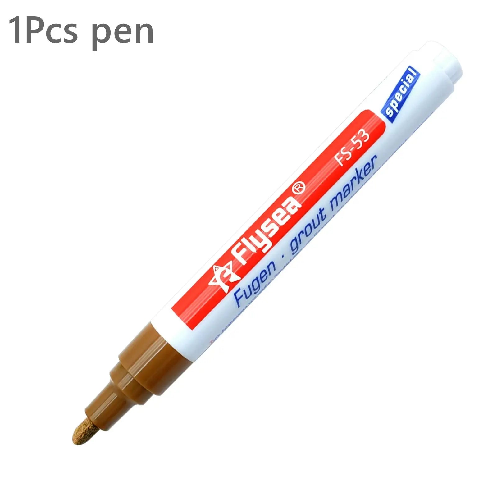 1pc grout marker pen for tile seams, waterproof, white body with brown tip, Simples Market