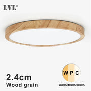 Simples Market LVL LED ceiling light, wood grain ring with white diffuser, round flush mount.