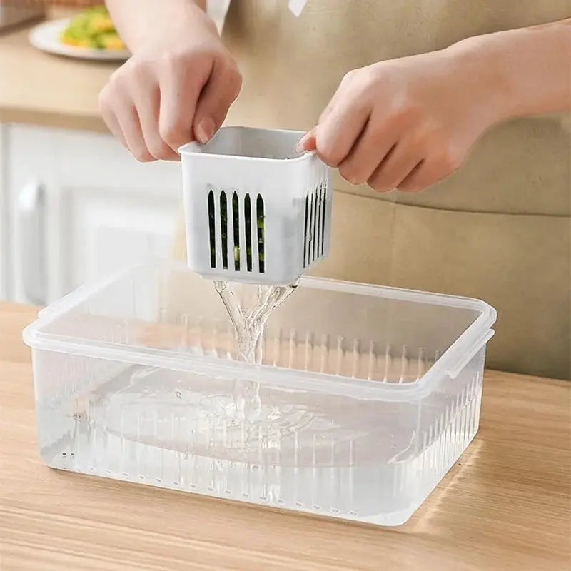 Refrigerator Drain Basket Fresh Keeping Box For Ginger Garlic Onion Pepper Storage And Fruits Vegetables Organizer