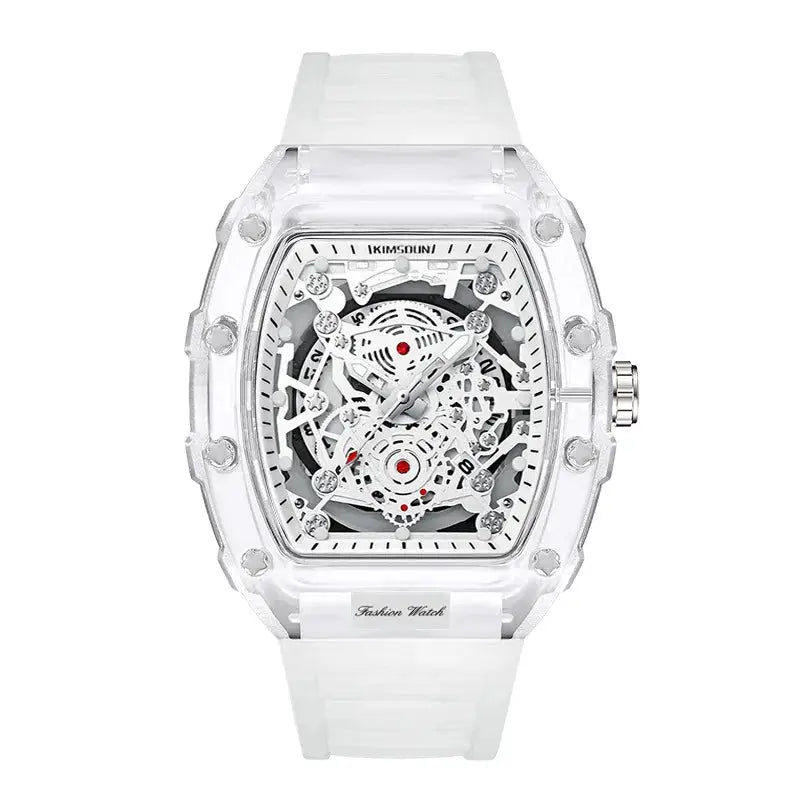 UTHAI BK134 Barrel Shaped Transparent Waterproof Quartz Watch for Men Fashionable Modern Style Durable Build