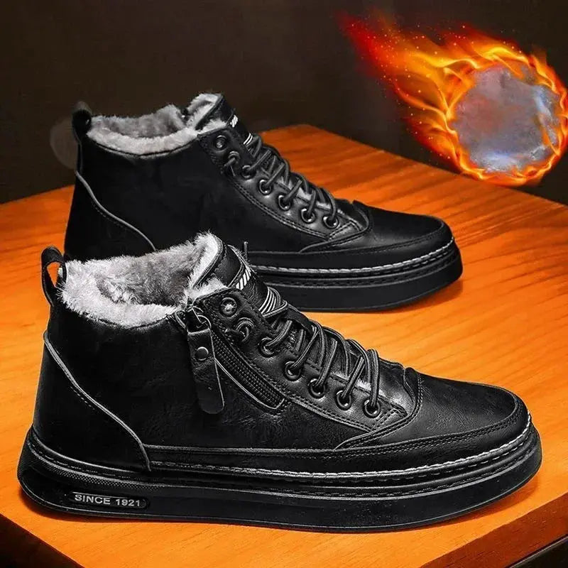 Mens Winter Warm Cotton Shoes 2024 Classic Fashion Retro Plush Anti Slip Snow Boots Outdoor Casual