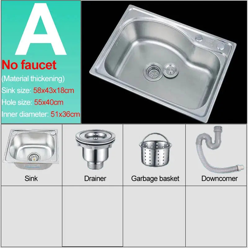 Thickened single-slot 304 stainless steel wall-hanging kitchen sink by Simples Market with bracket