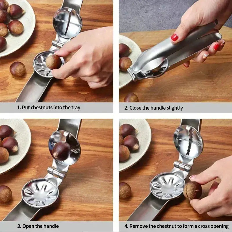 ProChef 2in1 Chestnut Cracker And Sheath Cutter Stainless Steel Tool Dual Nut Cracker Pliers For Easy Shelling