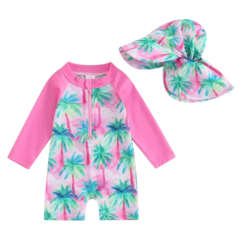 Tregren Toddler Boys Rash Guard Swimsuit Long Sleeve Turtle And Dinosaur Print Bathing Suit With Swim Caps Beachwear